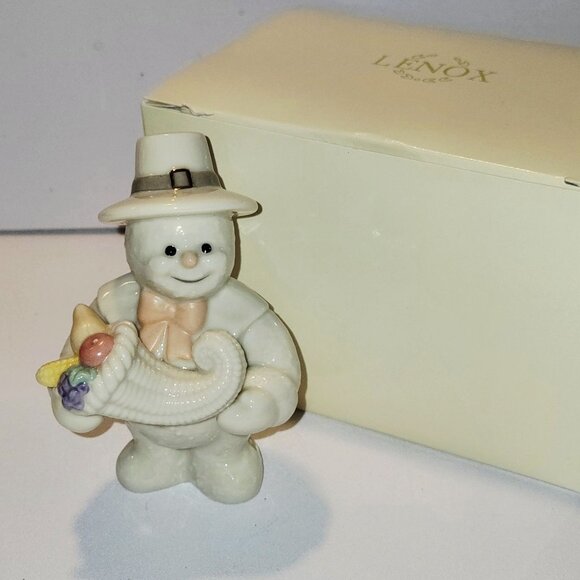 Lenox 12 months of Snowmen 2000 Harvest Snowman Figurine With Cornucopia Thanksg - Picture 5 of 6